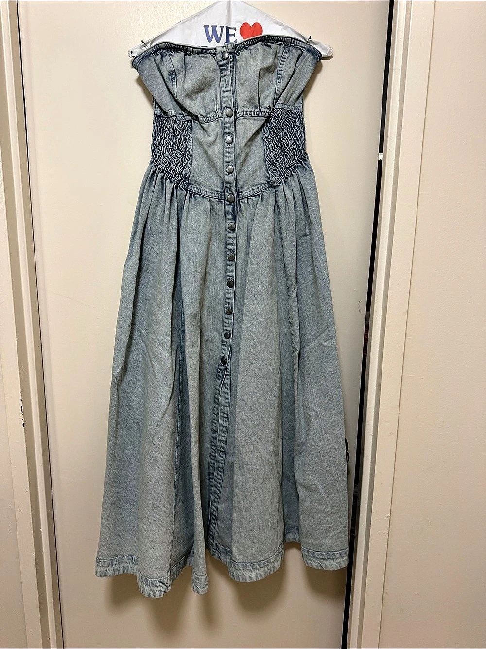 Free People Denim Button Front Maxi Dress Size Medium